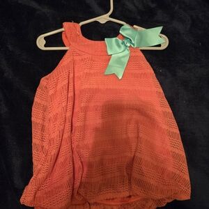 Rare Editions Coral Dress with Teal Bow